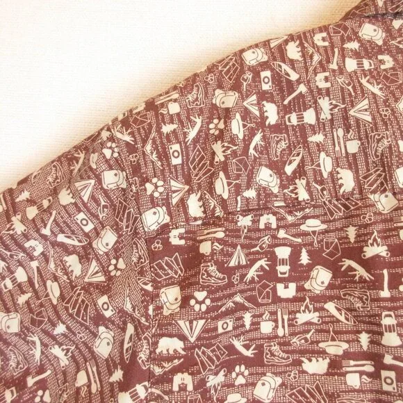 Columbia Camp Shirt Size M Burgandy Red Short Sleeve Bushcraft Motif - Picture 8 of 12